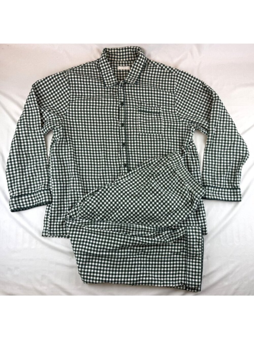 LAKE Men’s Flannel Piped Pants Set Pajamas Conifer Gingham XL - Picture 3 of 15